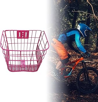 Amazon | 子供用自転車バスケット ピンク 金属製 前カゴ 大容量